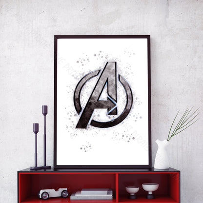 Superhero 'AVENGERS' Marvel Watercolour Splash Wall Art Print