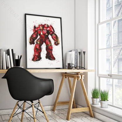 Superhero 'HULK BUSTER' Marvel Watercolour Splash Wall Art Print