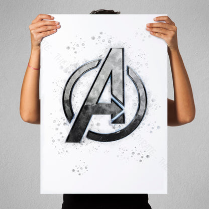 Superhero 'AVENGERS' Marvel Watercolour Splash Wall Art Print