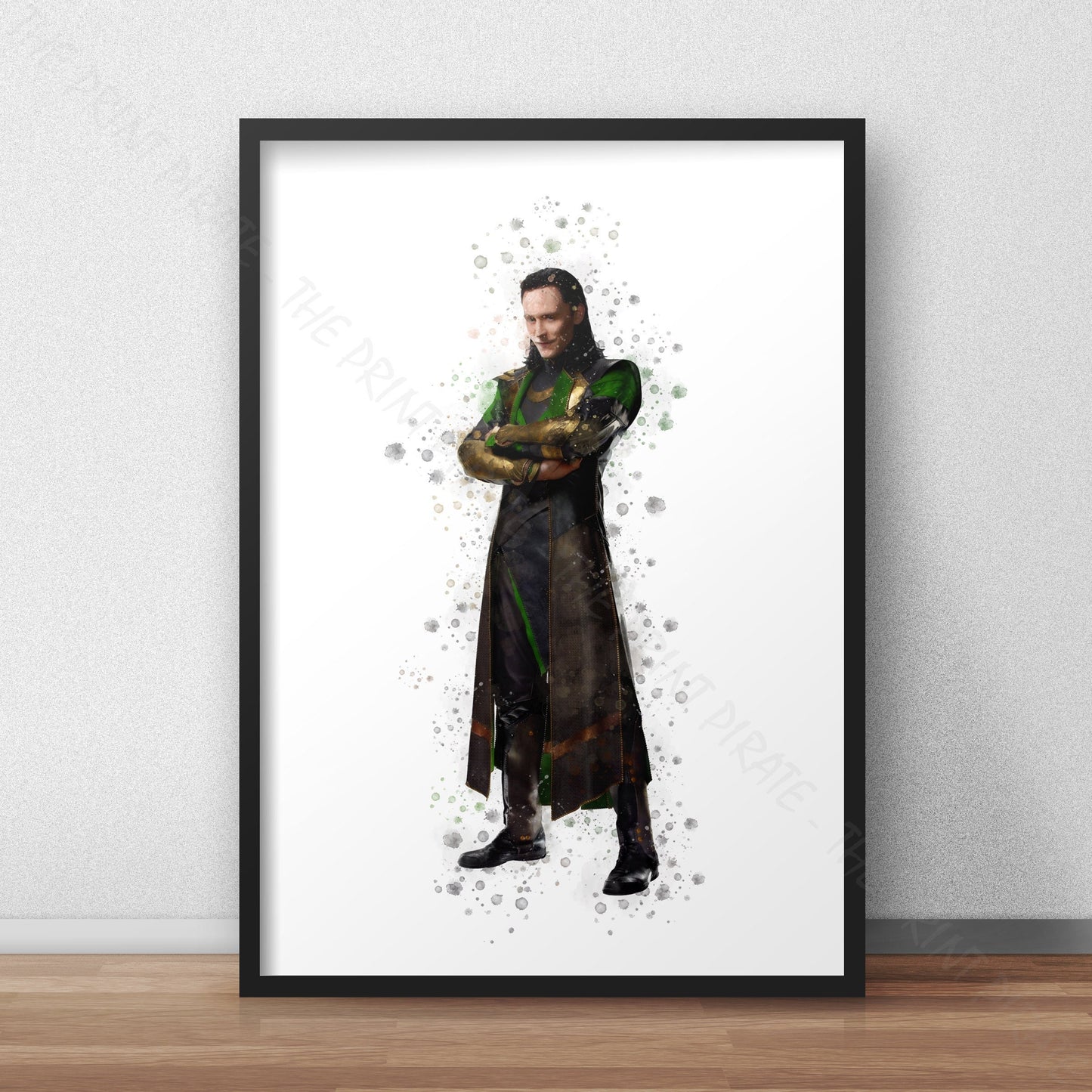 SuperVillain 'LOKI DARK WORLD' Marvel Watercolour Splash Wall Art Print