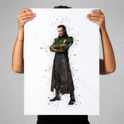 SuperVillain 'LOKI DARK WORLD' Marvel Watercolour Splash Wall Art Print