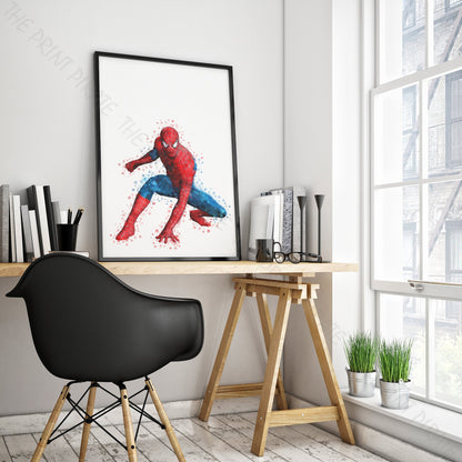 Superhero 'SPIDERMAN' (No.1) Marvel Watercolour Splash Wall Art Print