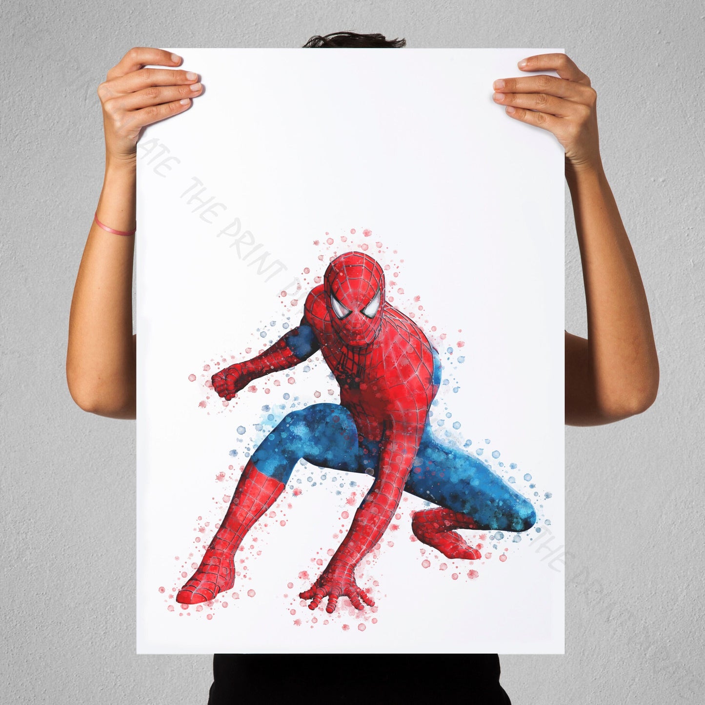 Superhero 'SPIDERMAN' (No.1) Marvel Watercolour Splash Wall Art Print