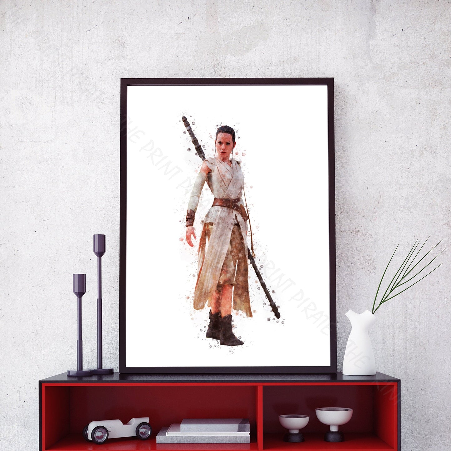 Star Wars 'REY' Droid Watercolour Splash Wall Art Print