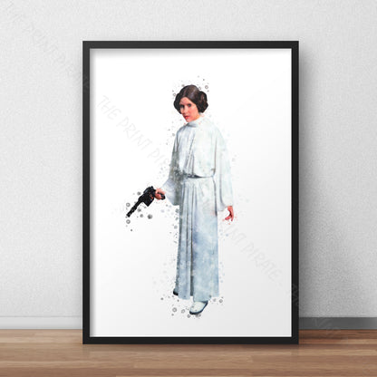 Star Wars 'PRINCESS LEIA' Watercolour Splash Wall Art Print