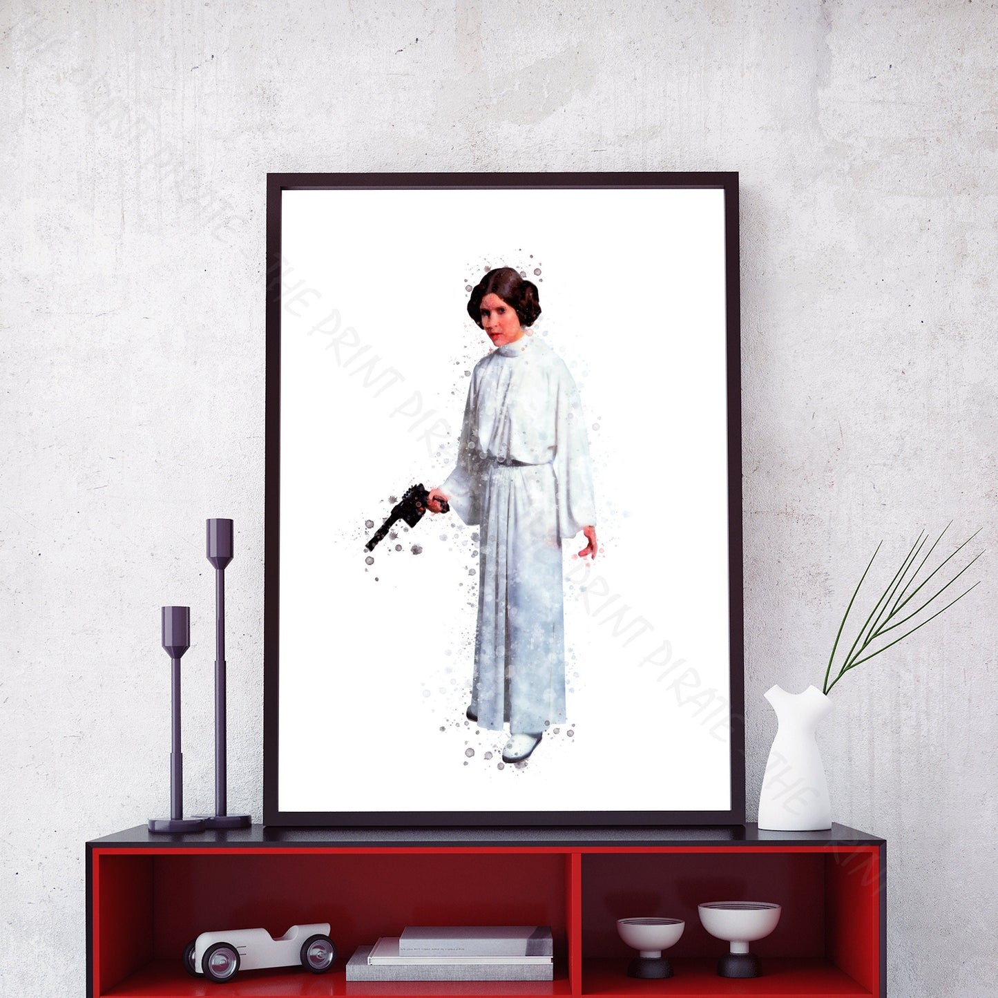 Star Wars 'PRINCESS LEIA' Watercolour Splash Wall Art Print