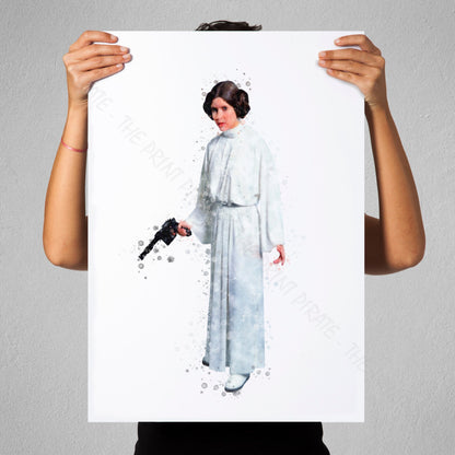 Star Wars 'PRINCESS LEIA' Watercolour Splash Wall Art Print