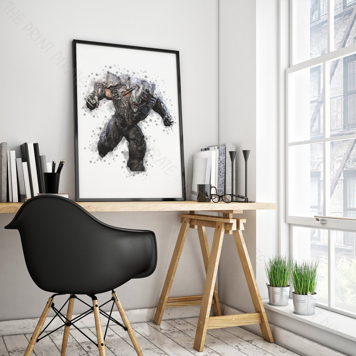 SuperVillain 'RHINO' Marvel Watercolour Splash Wall Art Print