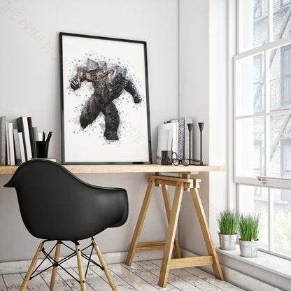 SuperVillain 'RHINO' Marvel Watercolour Splash Wall Art Print