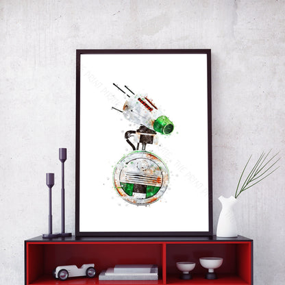 Star Wars 'D-0' Droid Watercolour Splash Wall Art Print