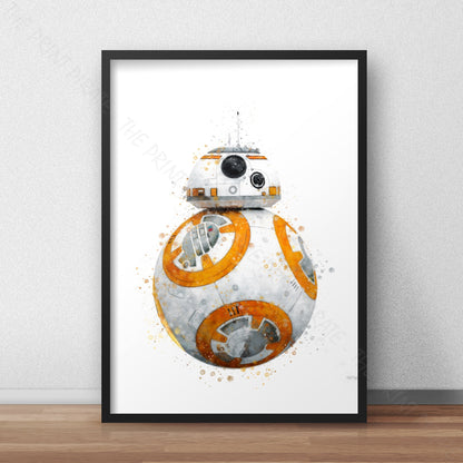 Star Wars 'BB-8 DROID' Watercolour Splash Wall Art Print