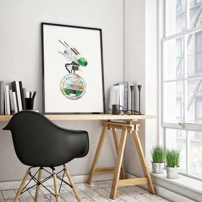 Star Wars 'D-0' Droid Watercolour Splash Wall Art Print