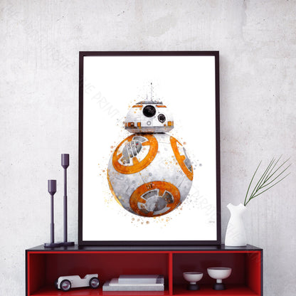 Star Wars 'BB-8 DROID' Watercolour Splash Wall Art Print