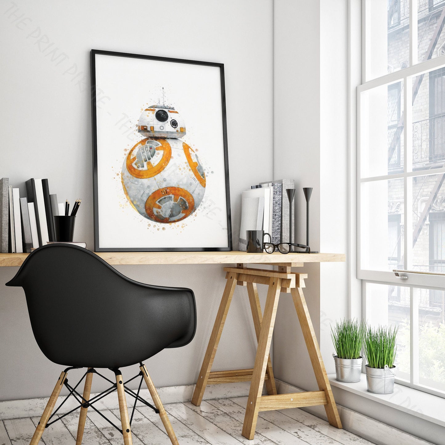 Star Wars 'BB-8 DROID' Watercolour Splash Wall Art Print