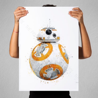 Star Wars 'BB-8 DROID' Watercolour Splash Wall Art Print