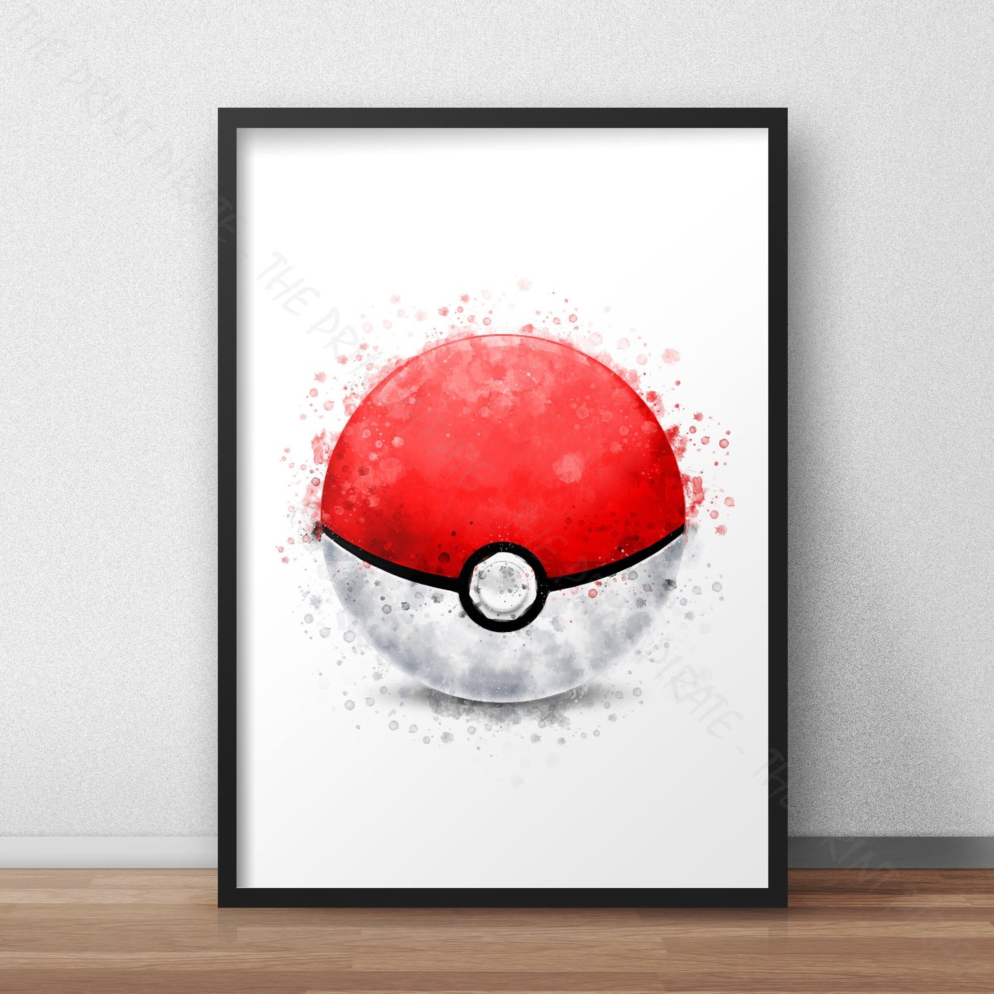 Pokemon 'POKEBALL' Watercolour Splash Wall Art Print