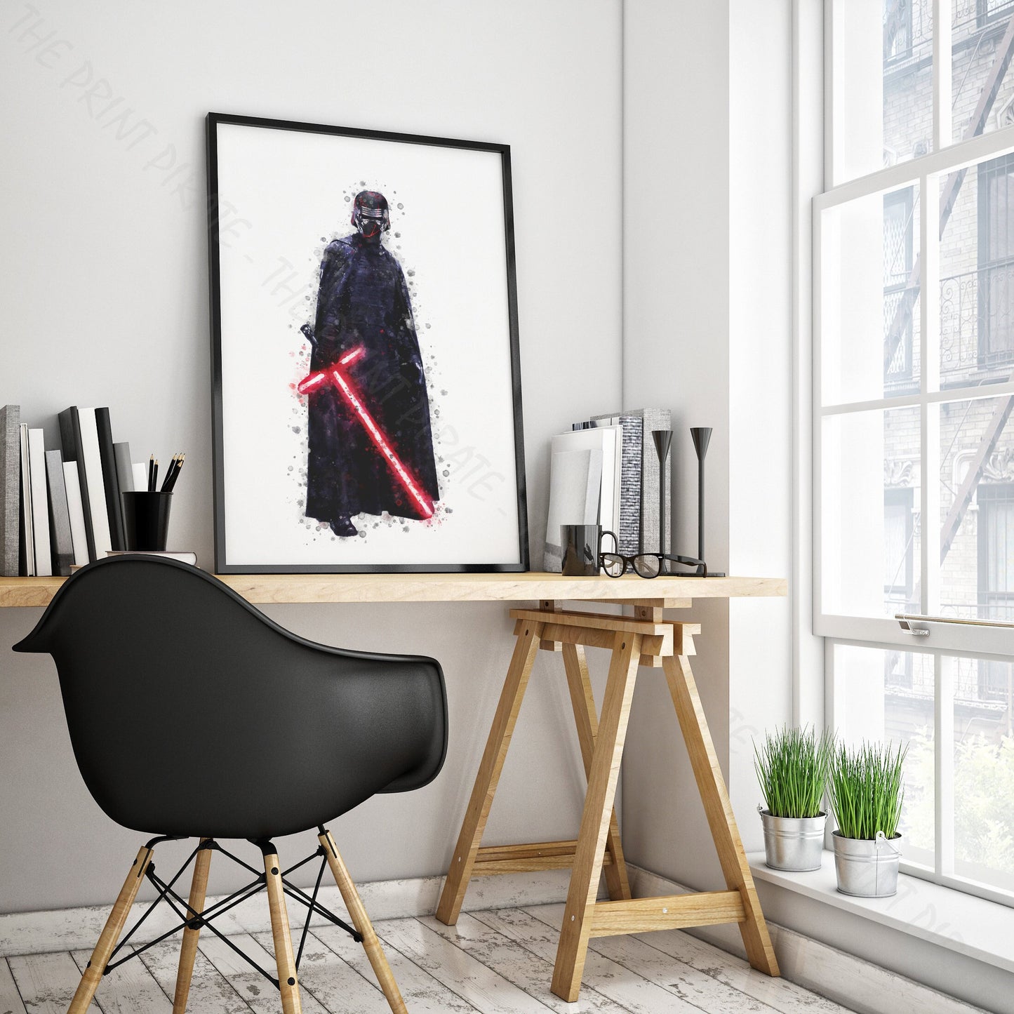 Star Wars 'KYLO REN' Watercolour Splash Wall Art Print