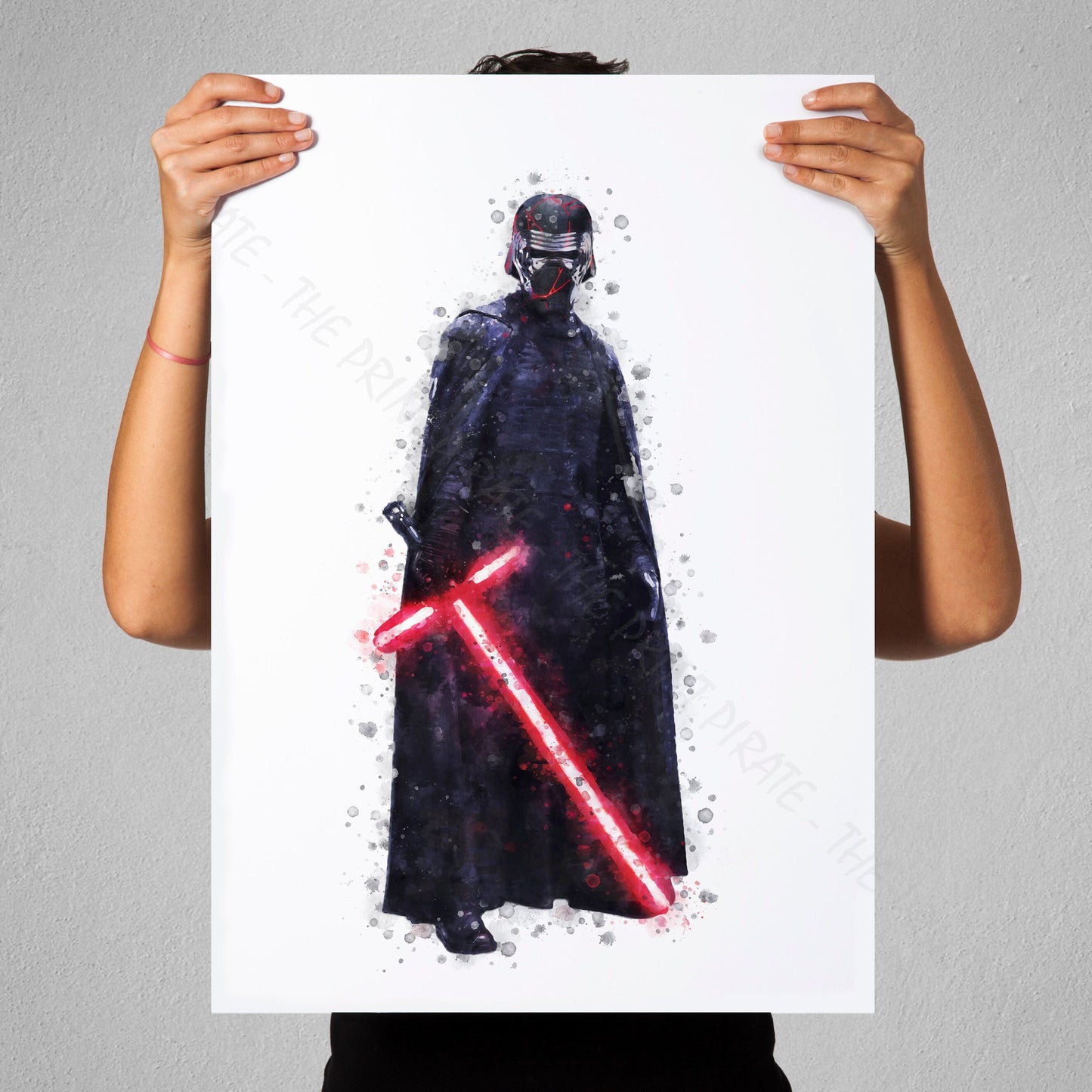 Star Wars 'KYLO REN' Watercolour Splash Wall Art Print