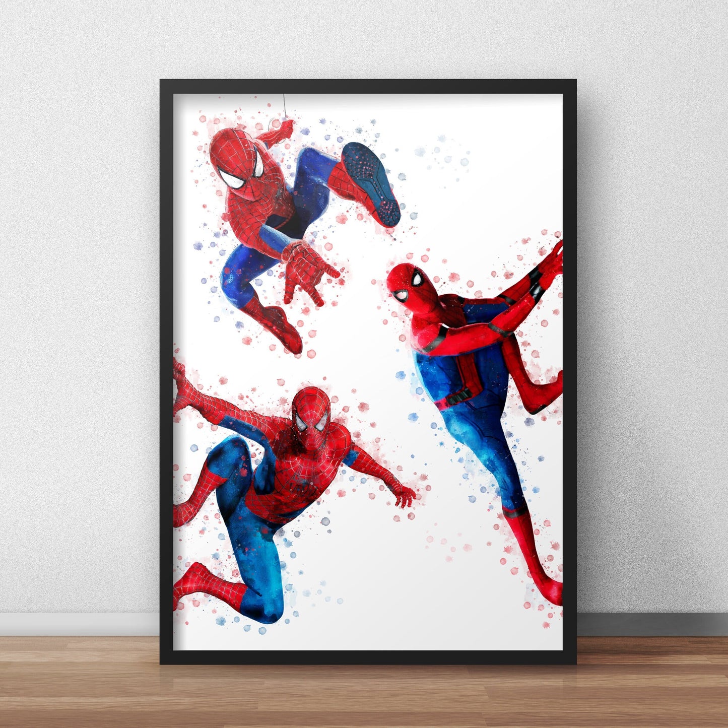 Superhero 'SPIDERMAN TRIO' Marvel Watercolour Splash Wall Art Print