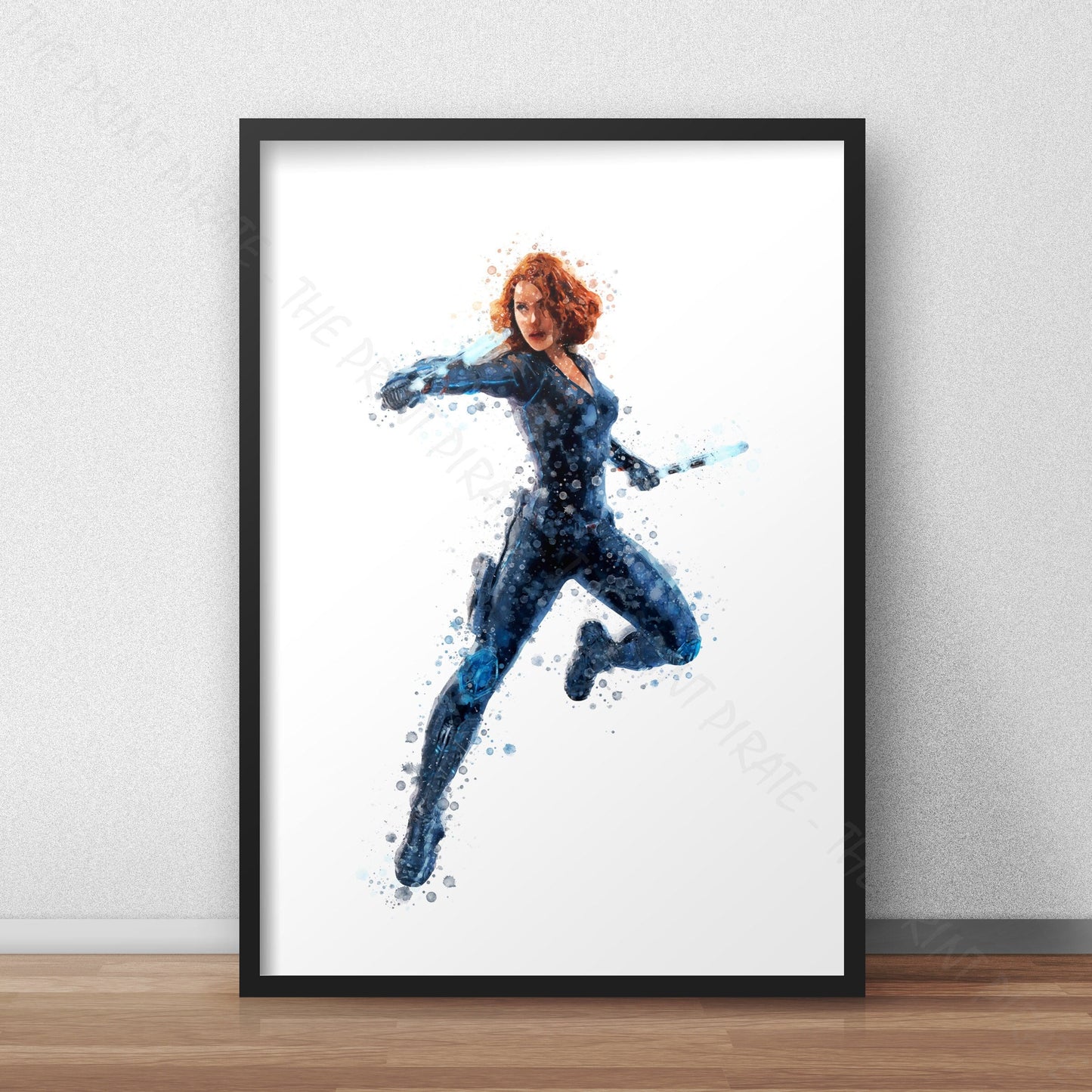 Superhero 'BLACK WIDOW' Marvel Watercolour Splash Wall Art Print