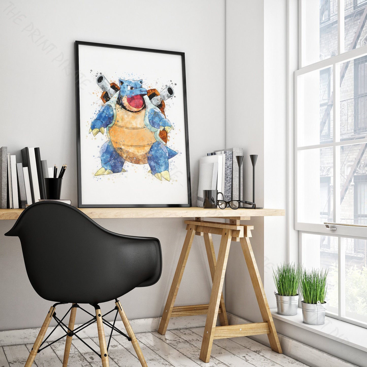 Pokemon 'BLASTOISE' Watercolour Splash Wall Art Print