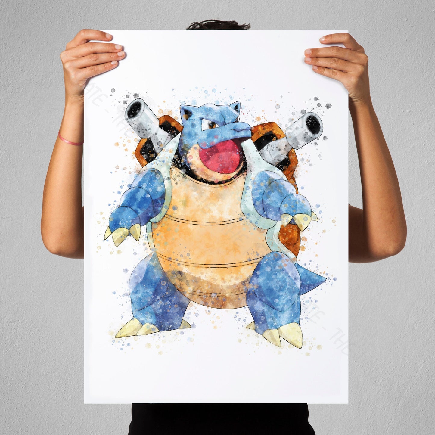 Pokemon 'BLASTOISE' Watercolour Splash Wall Art Print