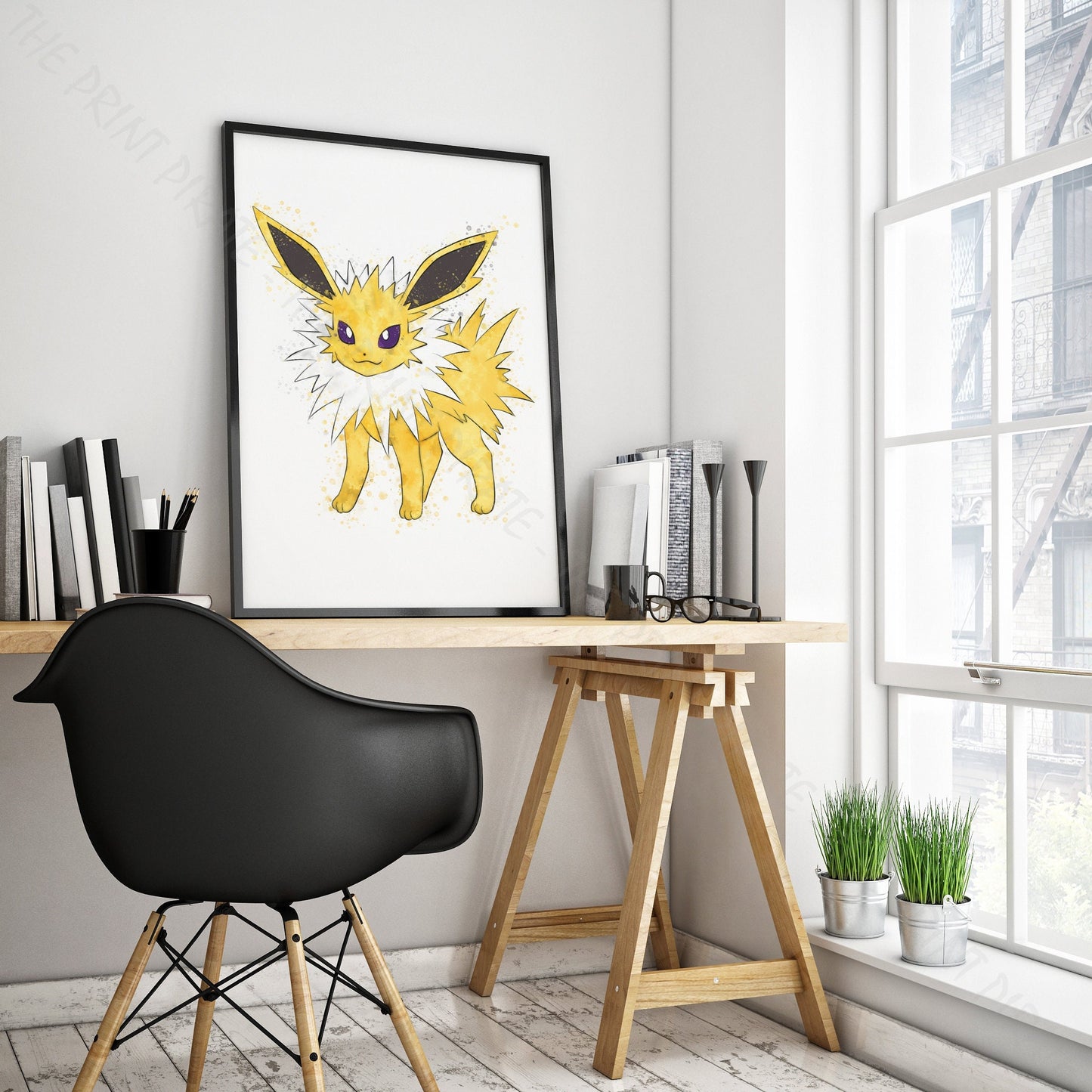 Pokemon 'JOLTEON' Watercolour Splash Wall Art Print