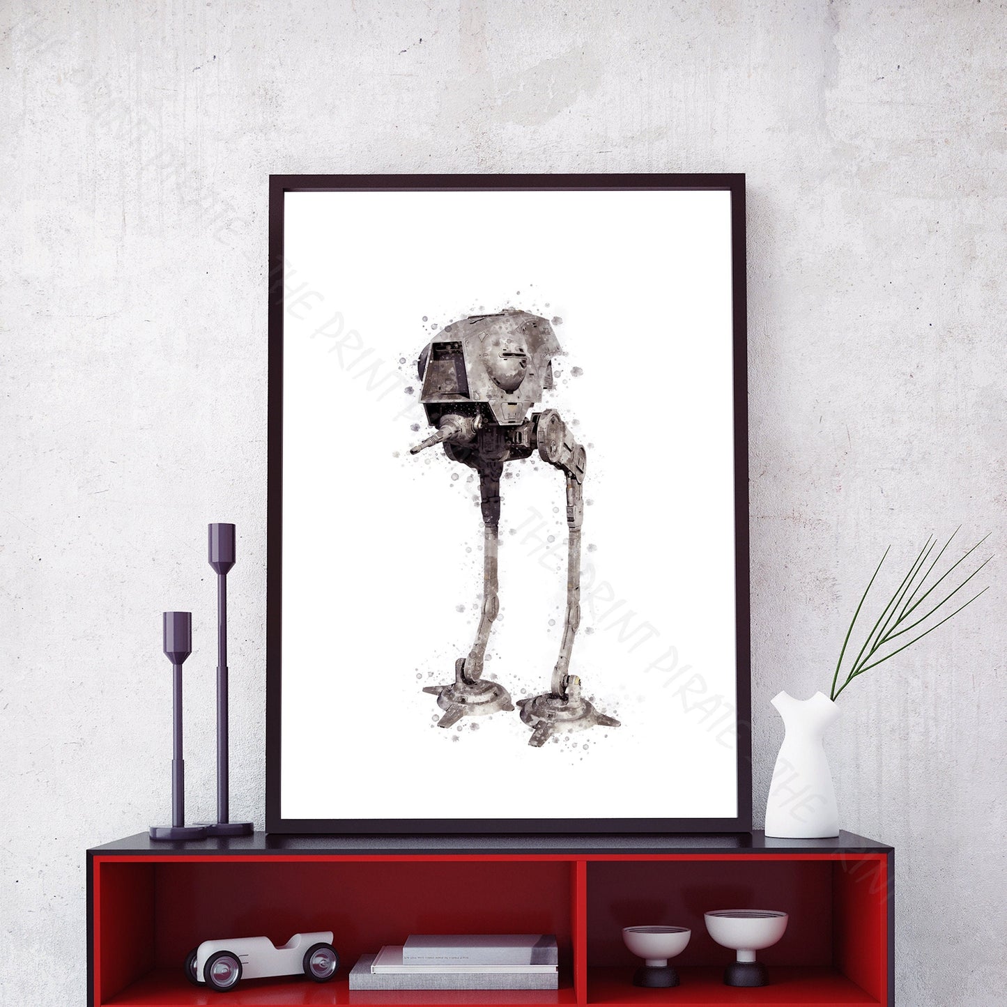 Star Wars 'AT-DP DEFENSE POD' Watercolour Splash Wall Art Print