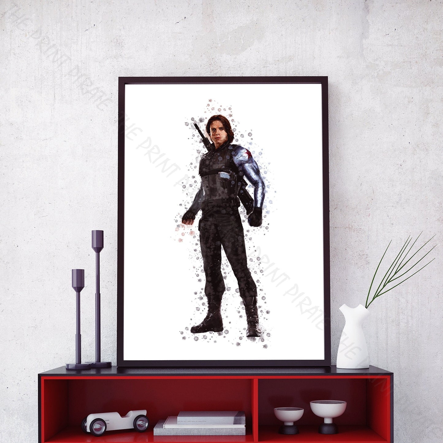 SuperVillain 'WINTER SOLDIER' Marvel Watercolour Splash Wall Art Print