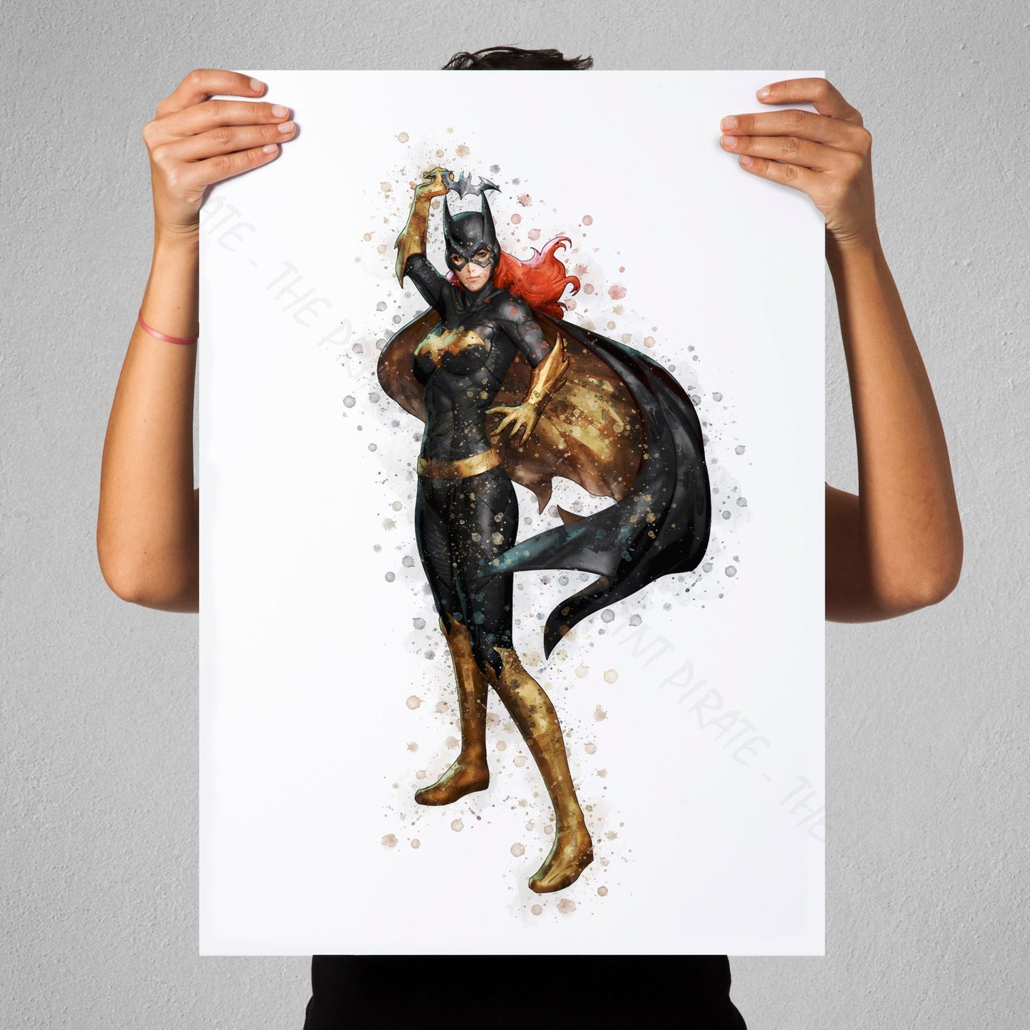 Superhero 'BATGIRL' DC Watercolour Splash Wall Art Print