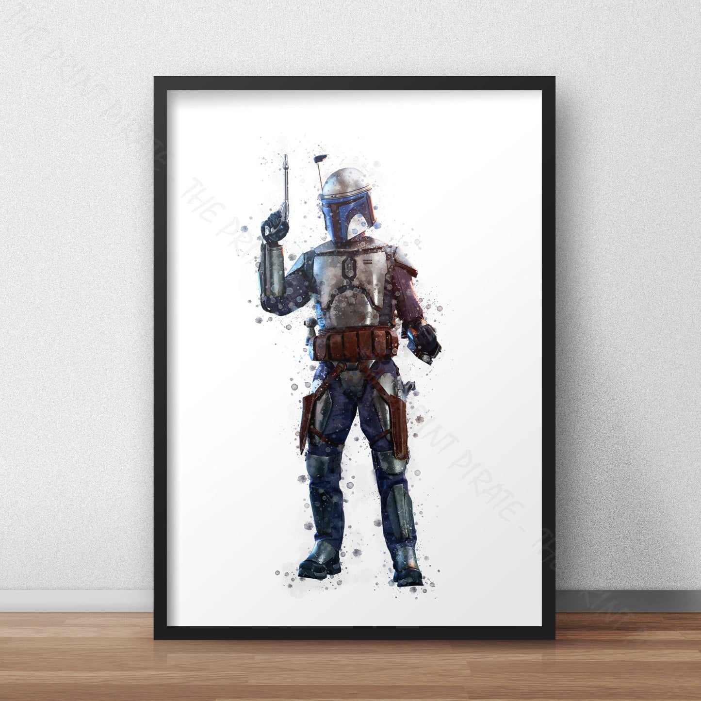 Star Wars 'JANGO FETT' Watercolour Splash Wall Art Print