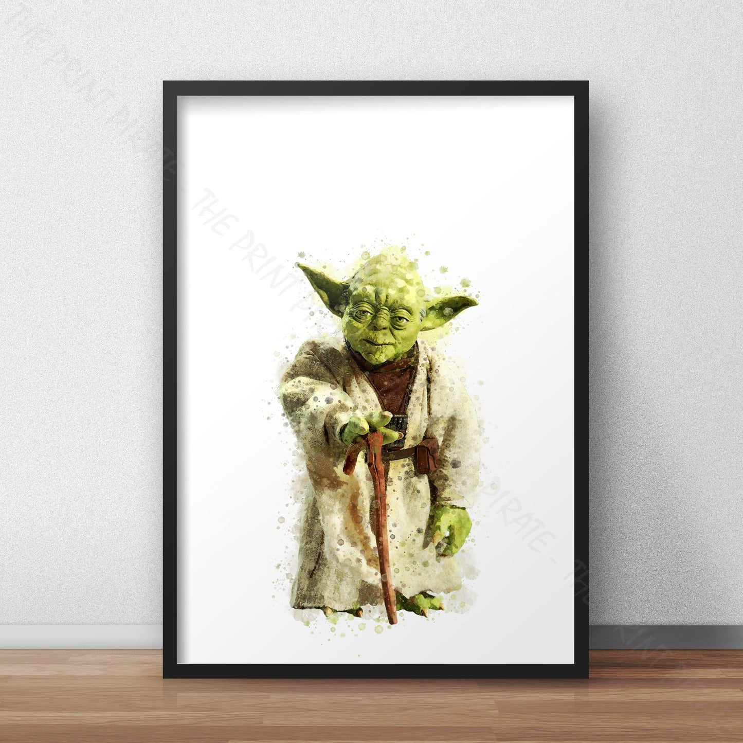 Star Wars 'YODA' Watercolour Splash Wall Art Print