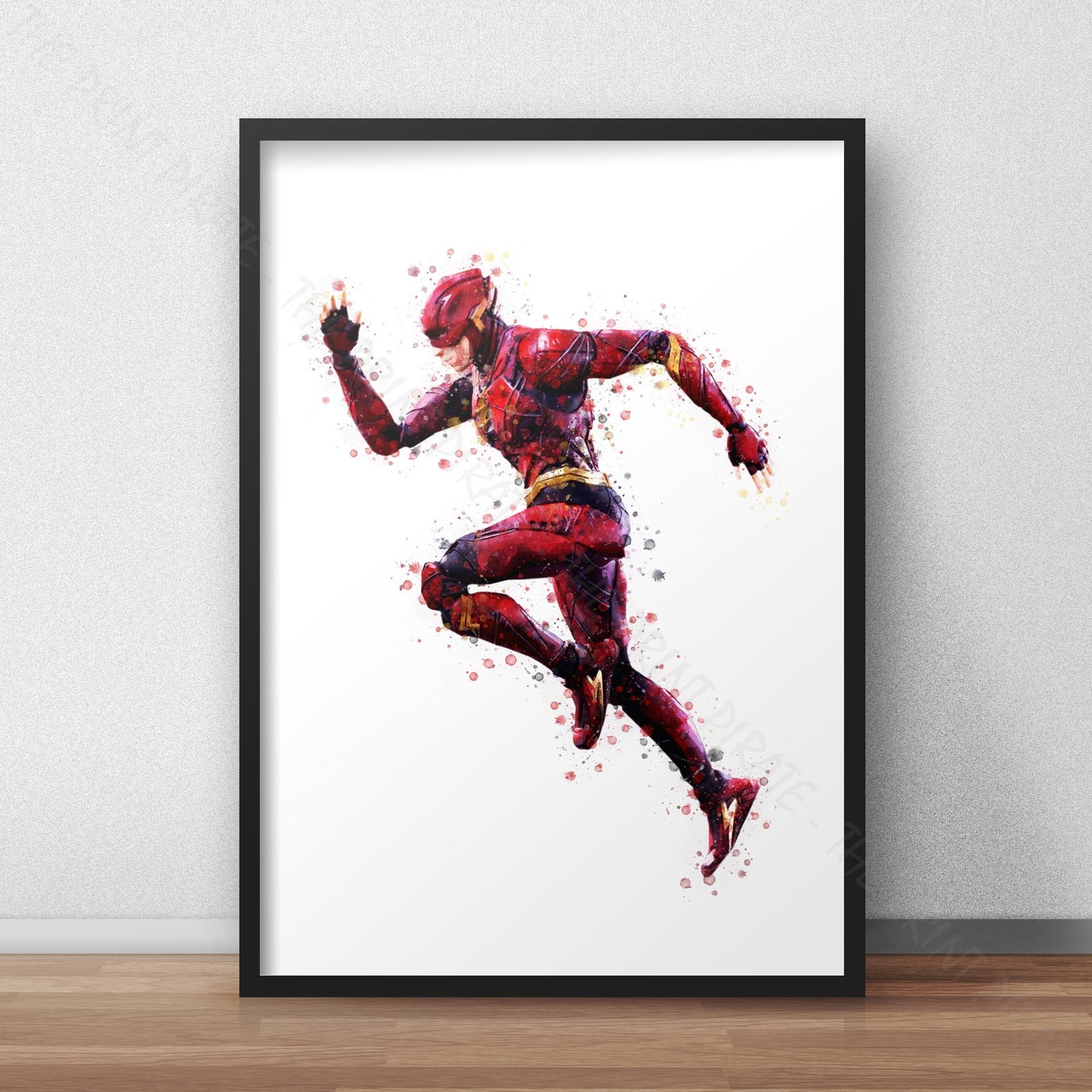 Superhero 'THE FLASH' DC Watercolour Splash Wall Art Print