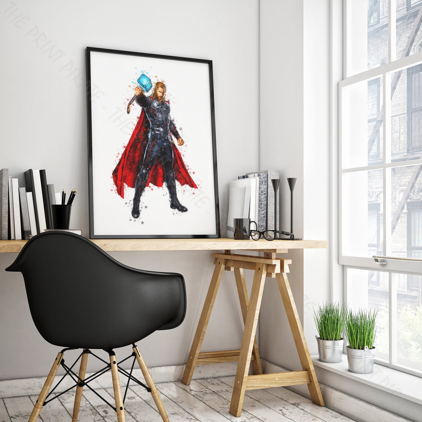 Superhero 'THOR' Marvel Watercolour Splash Wall Art Print