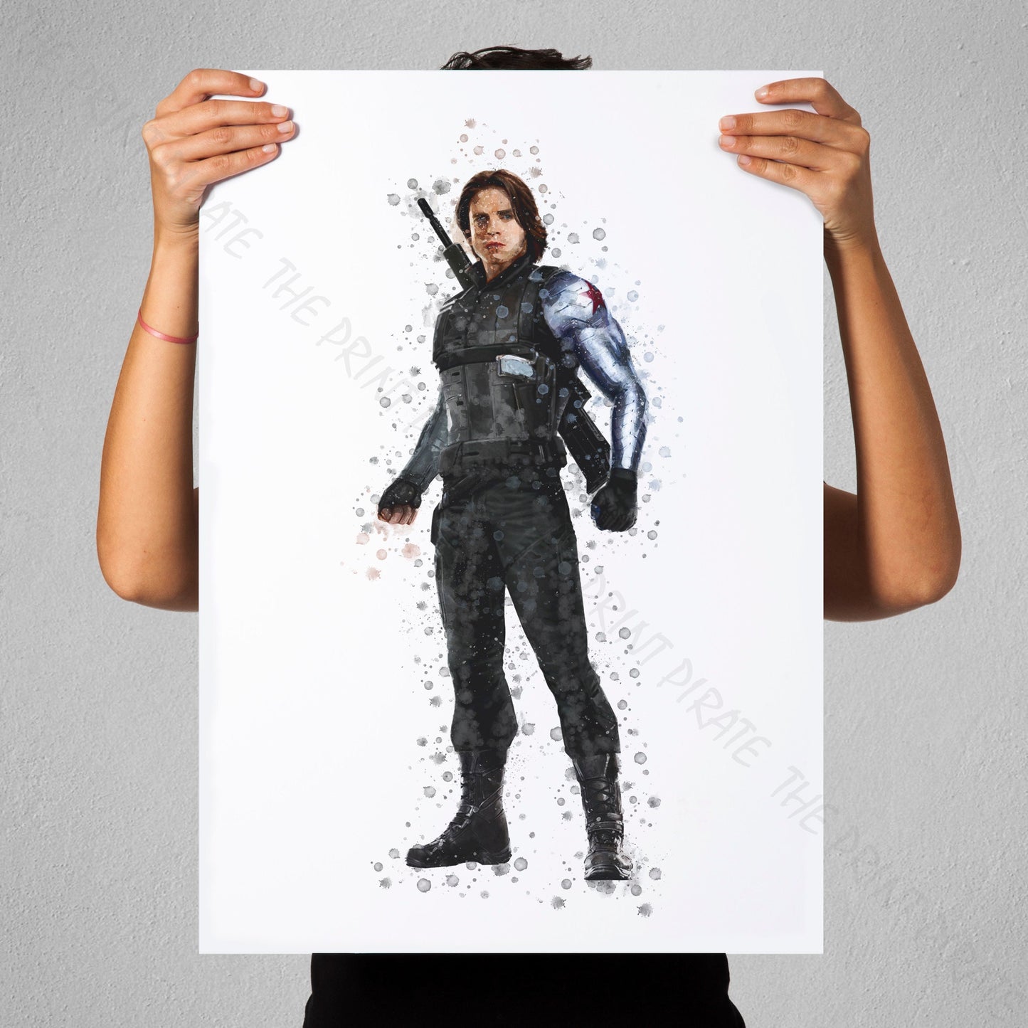 SuperVillain 'WINTER SOLDIER' Marvel Watercolour Splash Wall Art Print