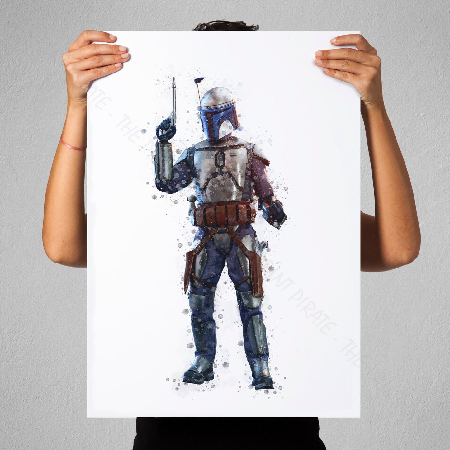 Star Wars 'JANGO FETT' Watercolour Splash Wall Art Print