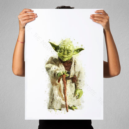 Star Wars 'YODA' Watercolour Splash Wall Art Print