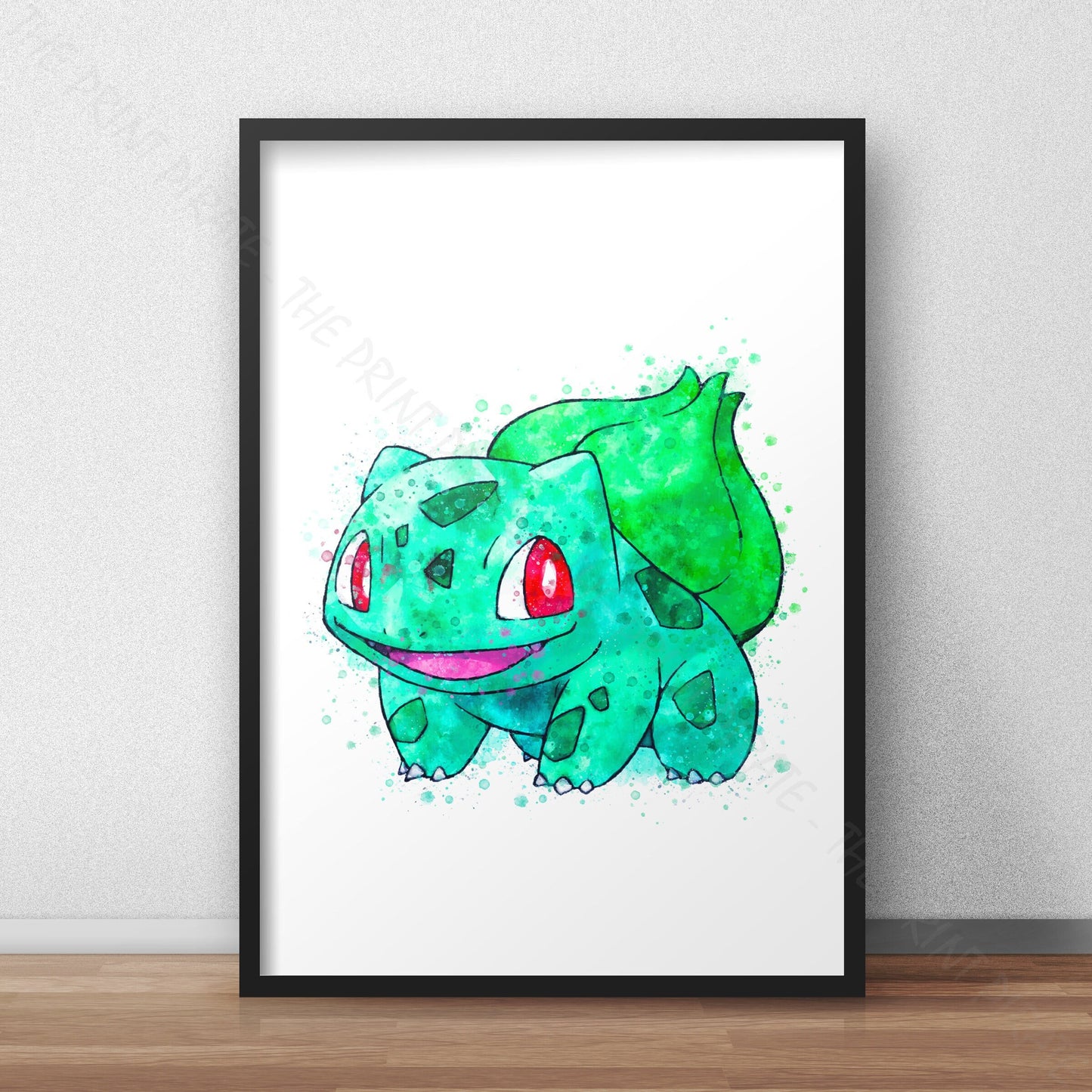 Pokemon 'BULBASAUR' Watercolour Splash Wall Art Print