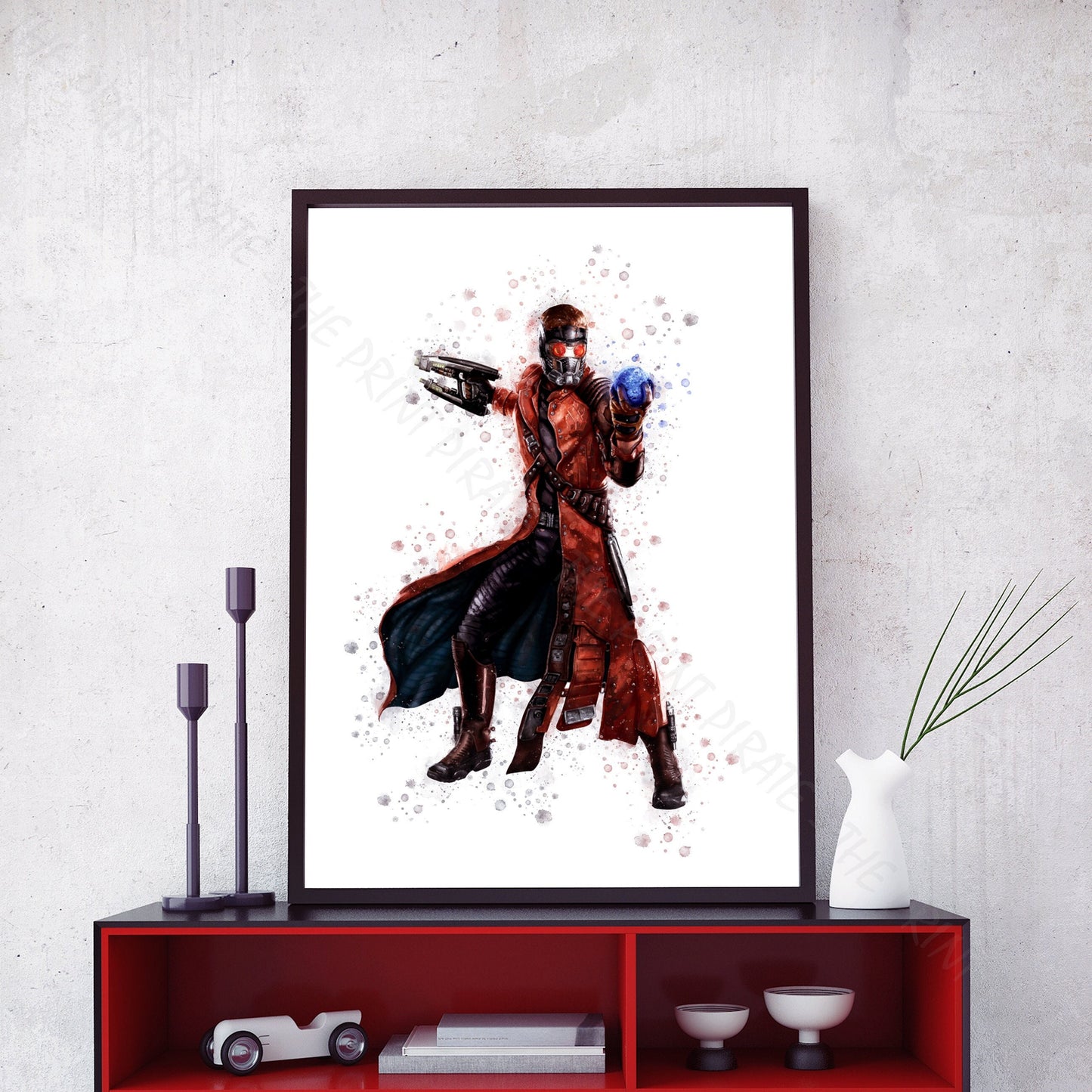 Superhero 'STAR LORD' Marvel Watercolour Splash Wall Art Print