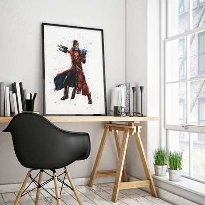 Superhero 'STAR LORD' Marvel Watercolour Splash Wall Art Print