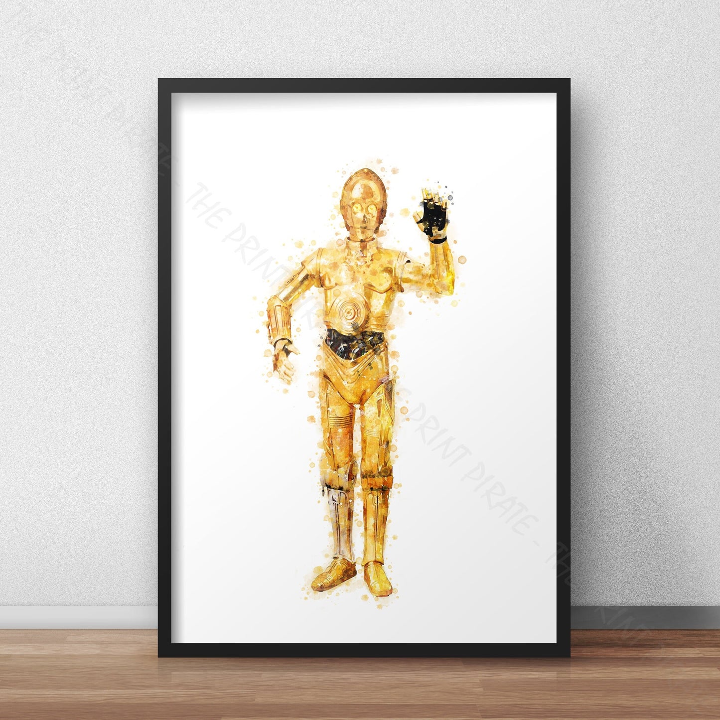 Star Wars 'C3-PO' Watercolour Splash Wall Art Print