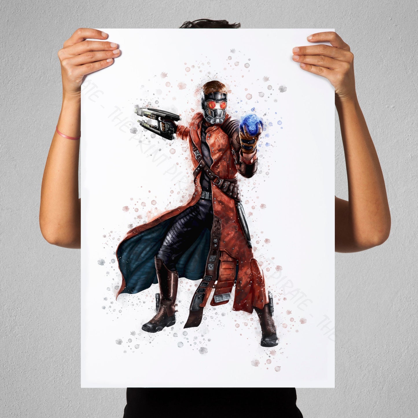 Superhero 'STAR LORD' Marvel Watercolour Splash Wall Art Print