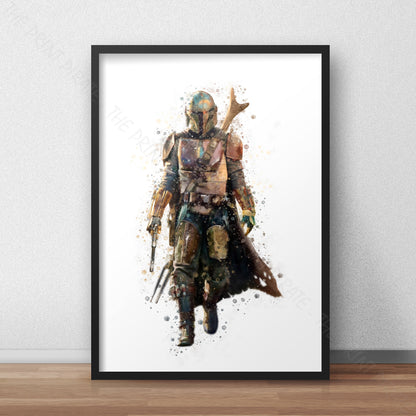 Star Wars 'THE MANDALORIAN' Watercolour Splash Wall Art Print