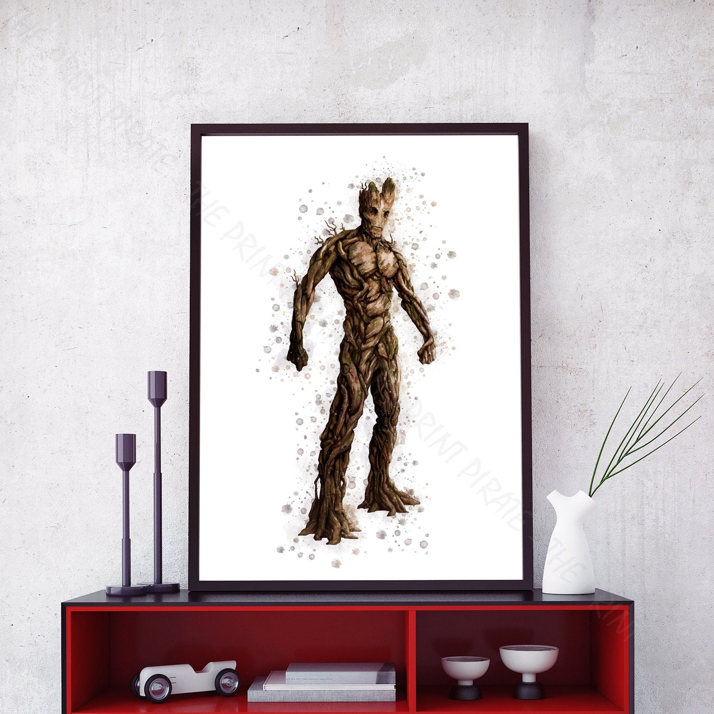 Superhero 'GROOT' Marvel Watercolour Splash Wall Art