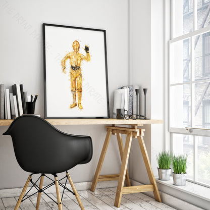 Star Wars 'C3-PO' Watercolour Splash Wall Art Print