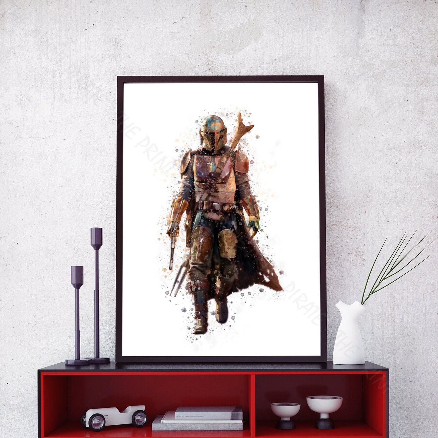 Star Wars 'THE MANDALORIAN' Watercolour Splash Wall Art Print