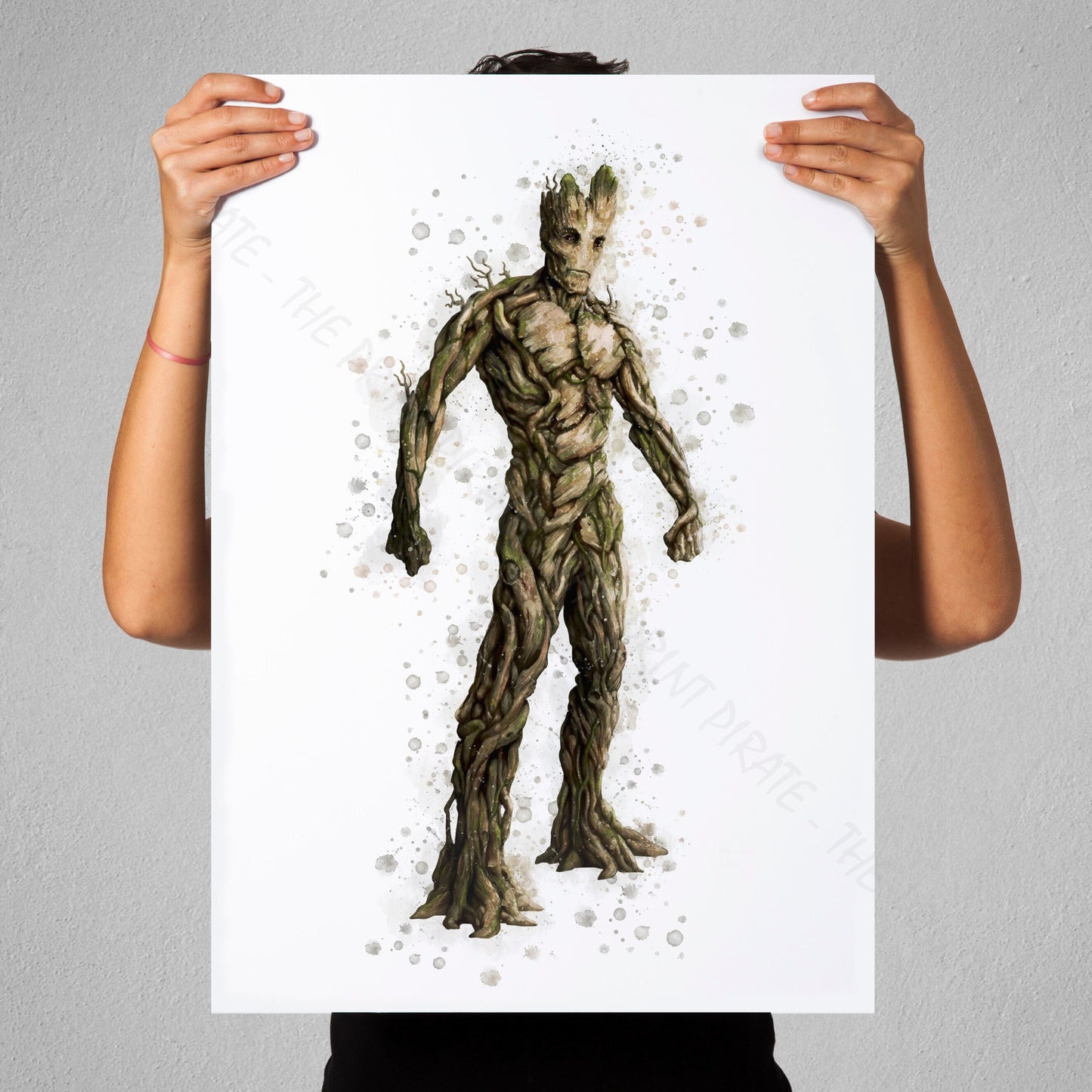 Superhero 'GROOT' Marvel Watercolour Splash Wall Art