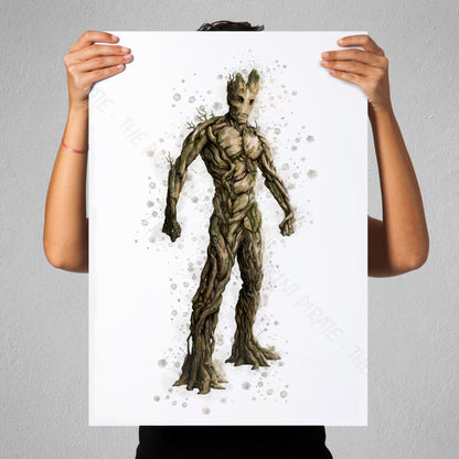 Superhero 'GROOT' Marvel Watercolour Splash Wall Art