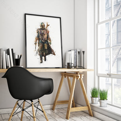 Star Wars 'THE MANDALORIAN' Watercolour Splash Wall Art Print