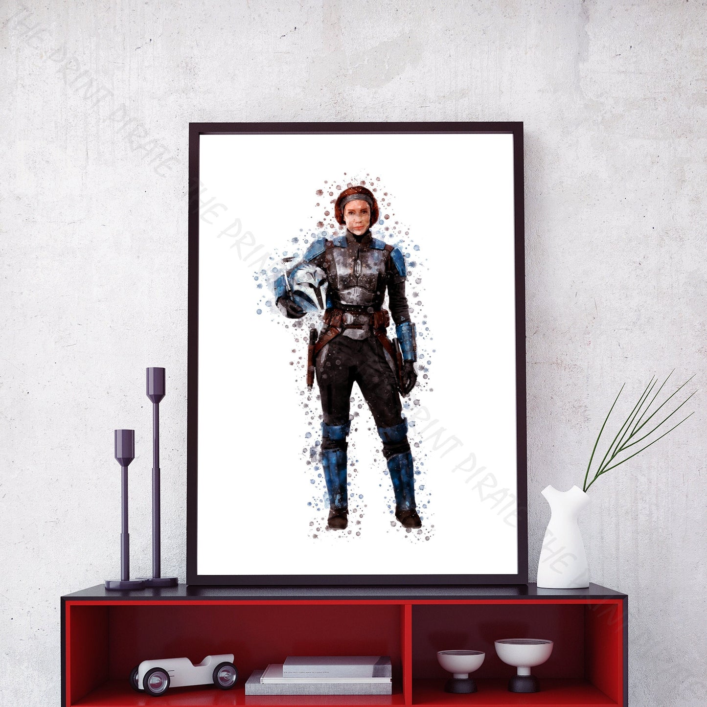 Star Wars 'BO KATAN KRYZE' Watercolour Splash Wall Art Print